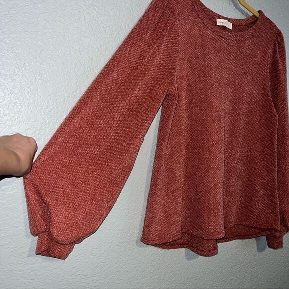 Perfect Peach Womens Crew Neck Balloon Sleeve Knitted Sweater Shirt Medium/Large - Picture 6 of 10